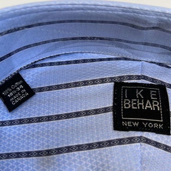 IKE BEHAR FINE HIGH QUALITY MAN SHIRT FRENCH CUFF 100% Cotton Lg 16 1/2x 34 NWT - Picture 8 of 9